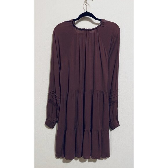 Knox Rose Dress Womens XL Pink Mauve Crinkle Gauze Pleated Crochet Boho Peasant - Picture 5 of 7